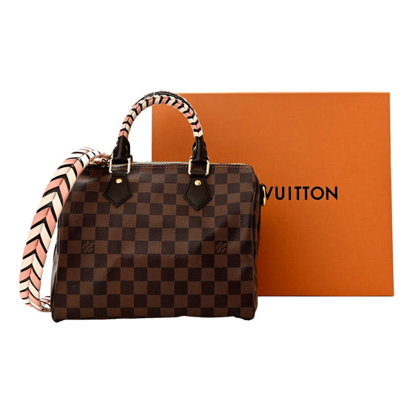 Louis Vuitton Damier Ebene Braided Speedy Bandouliere 25 Pink – included packaging