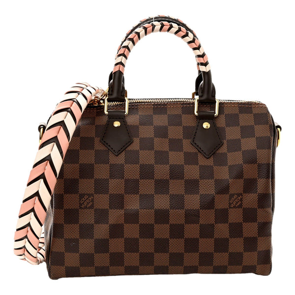 Louis Vuitton Damier Ebene Braided Speedy Bandouliere 25 Pink – front view