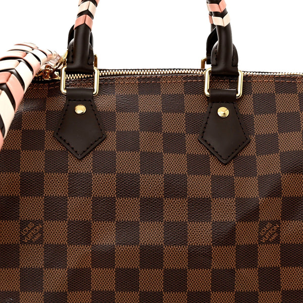 Louis Vuitton Damier Ebene Braided Speedy Bandouliere 25 Pink – hardware detail