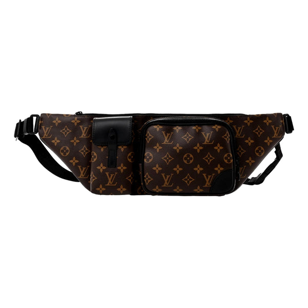 Louis Vuitton Monogram Macassar Christopher Bumbag in Brown and Black, authentic pre-loved handbag, image 1