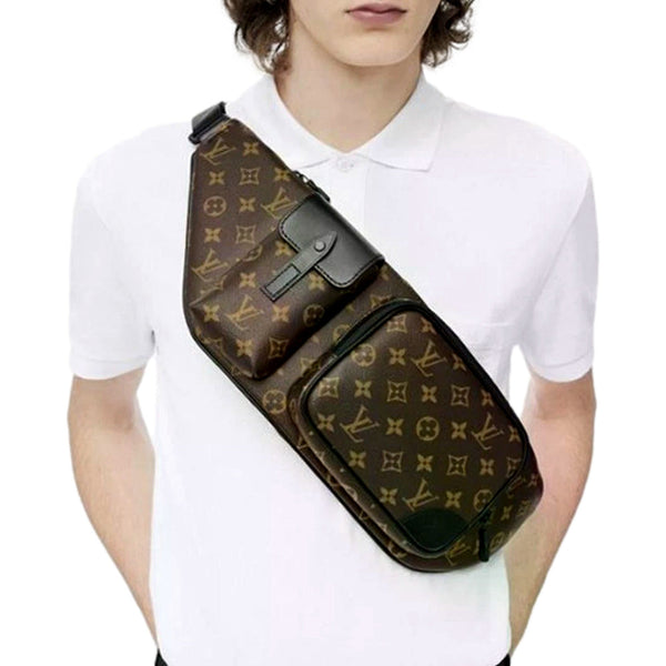Louis Vuitton Monogram Macassar Christopher Bumbag in Brown and Black, authentic pre-loved handbag, image 5