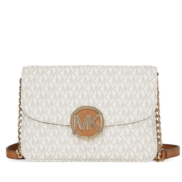 Michael Kors Fulton Flap Signature Vanilla Flap Crossbody
