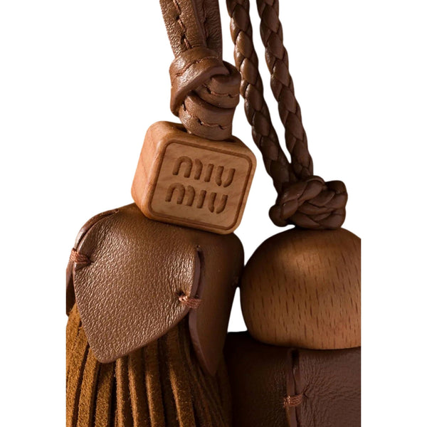 Miu Miu Mini Suede Handbag Leather Tassel Charm Warm Brown – product photo 4