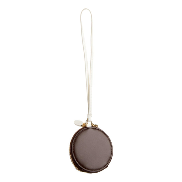 Miu Miu Baseball Leather Wristlet Pouch Brown White Gold-Tone Hardware Logo – back view