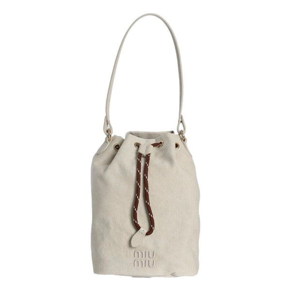 Miu Miu Gabardine Mini Bucket Bag in White in Off-White, authentic new handbag, image 1
