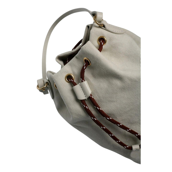 Miu Miu Gabardine Mini Bucket Bag in White in Off-White, authentic new handbag, image 4