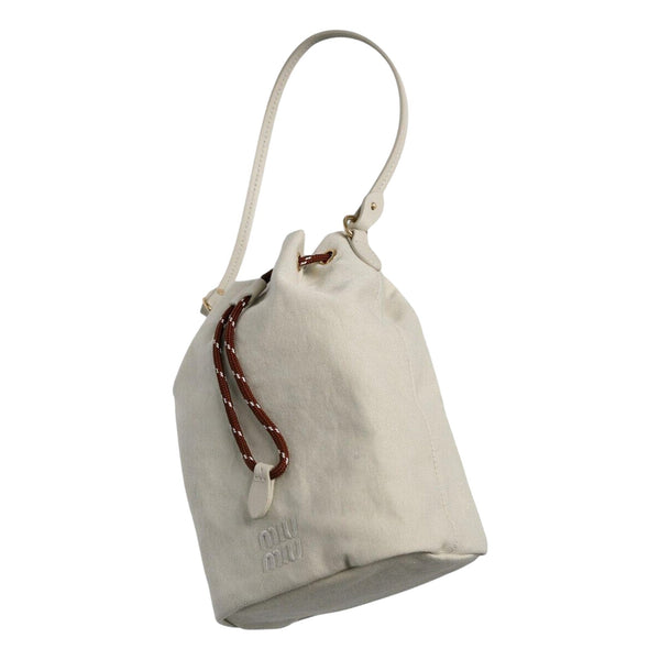 Miu Miu Gabardine Mini Bucket Bag in White in Off-White, authentic new handbag, image 5