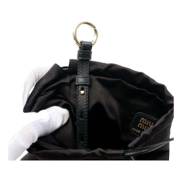 Miu Miu Duchesse Satin Mini Pouch Bag in Black in Black, authentic new handbag, image 3