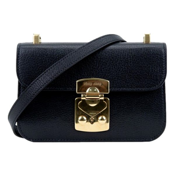 Miu Miu Madras Black Leather Crossbody Bag in Black, authentic new handbag, image 1