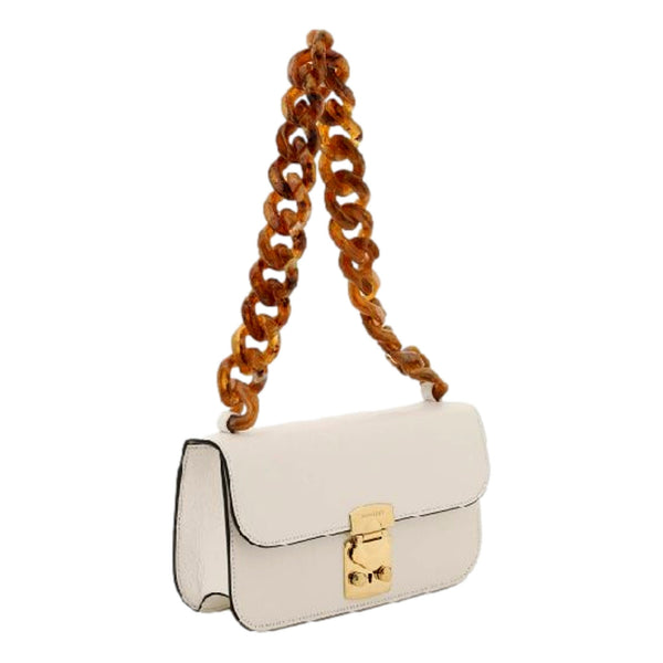 Miu Miu Madras White Leather Tortoise Chain Handbag in White, authentic new handbag, image 2