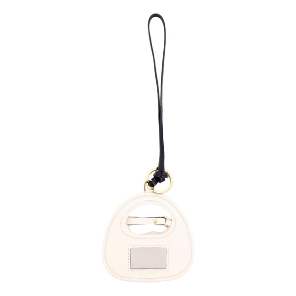 Miu Miu Wander Quilted Matelasse Leather Bag Charm in White in White, authentic new keychain, image 3