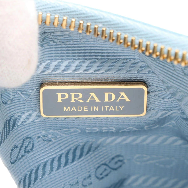 Prada 2Way Tessuto Nylon and Ostrich Leather Shoulder Handbag in Cielo Blue in Cielo Blue, authentic new handbag, image 8