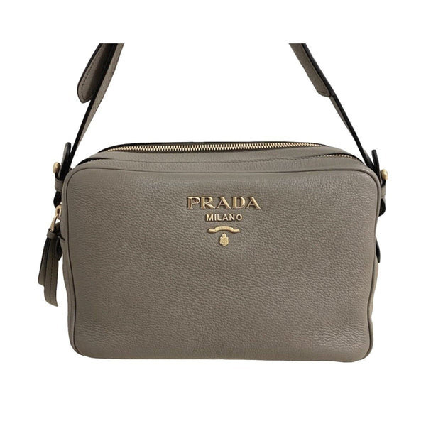 Prada Argilla Grey Vitello Phenix Leather Double Zip Cross Body Bag — photo 10