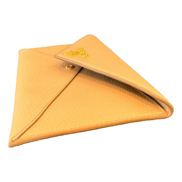 Prada Beige Vitello Grain Leather Envelope Wallet Gold Hardware in Beige, authentic new wallet, image 3
