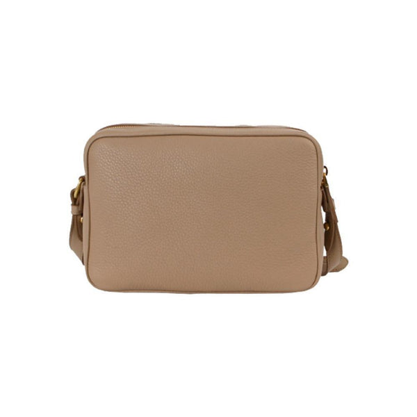 Prada Beige Vitello Phenix Leather Double Zip Crossbody Bag in Cammeo Beige, authentic new handbag, image 2