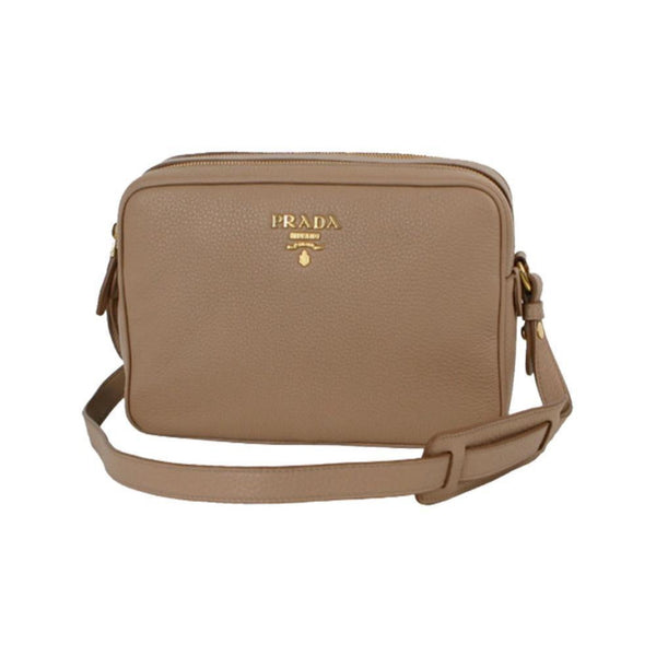Prada Beige Vitello Phenix Leather Double Zip Crossbody Bag in Cammeo Beige, authentic new handbag, image 1