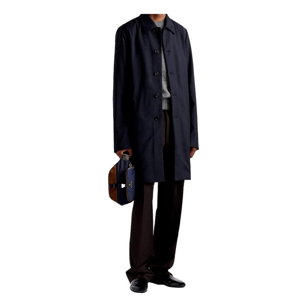 Prada Re-Nylon and Suede Belt Bag in Navy Blue with Brown Suede and Leather Trim in Navy Blue and Brown, authentic new handba