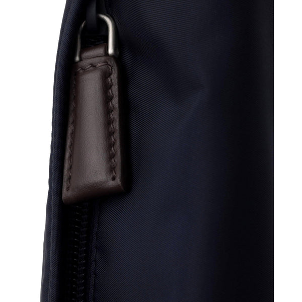 Prada Re-Nylon and Suede Belt Bag in Navy Blue with Brown Suede and Leather Trim in Navy Blue and Brown, authentic new handba