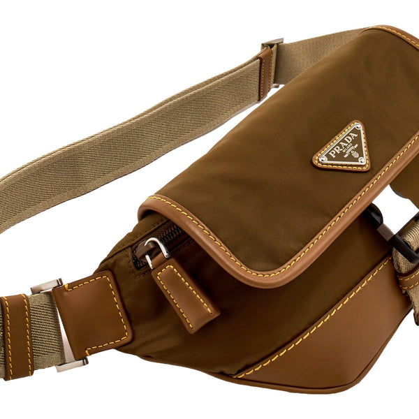Prada Brown Nylon Leather Trim Belt Bag Waist Bag in Brown, authentic new handbag, image 2
