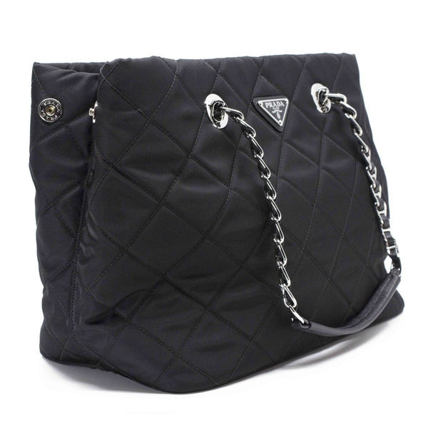 Prada Quilted Tessuto Nylon Chain Shoulder Tote Bag Black — photo 8