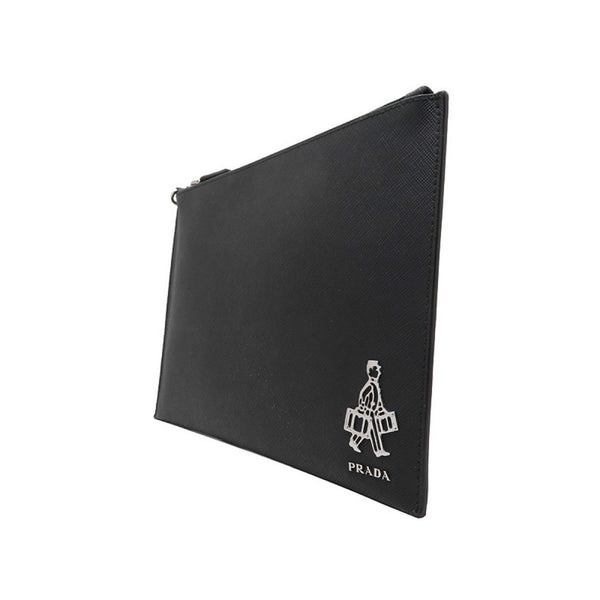 Prada Black Saffiano Voyage Leather Clutch Document Holder in Black, authentic new handbag, image 6
