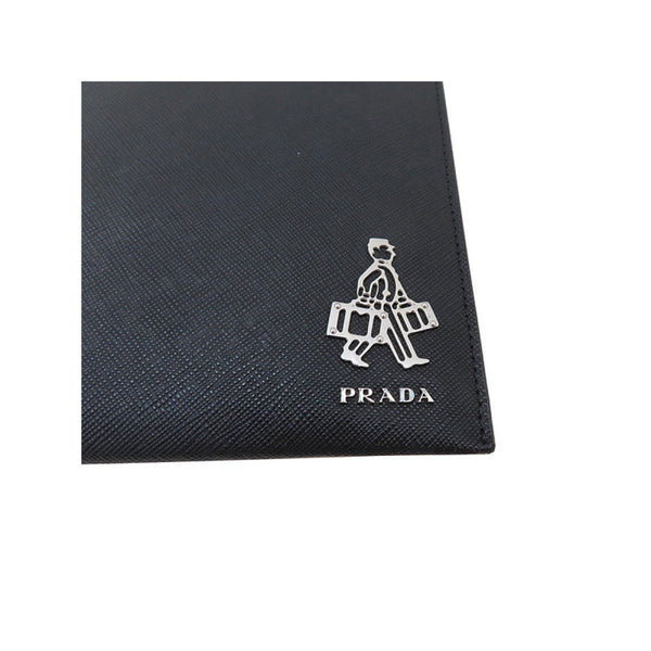 Prada Black Saffiano Voyage Leather Clutch Document Holder in Black, authentic new handbag, image 2