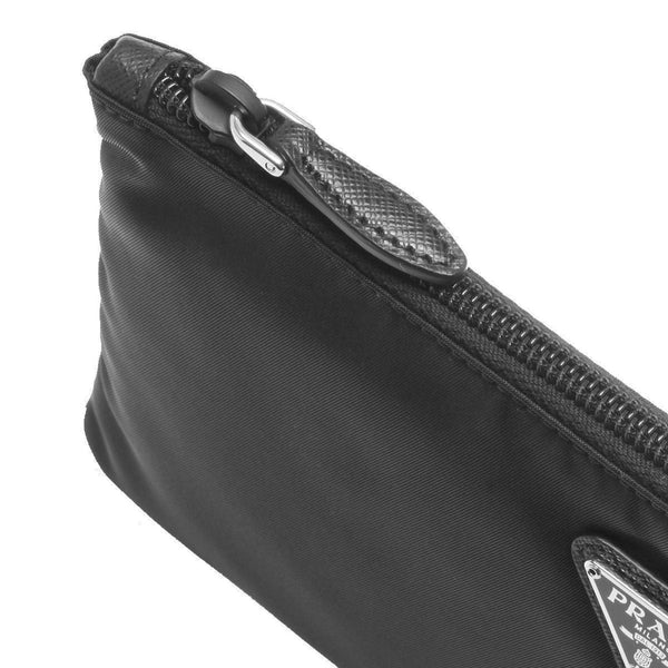 Prada Tessuto Nylon Black Triangle Logo Wristlet Clutch Pouch Bag in Black, authentic new handbag, image 6