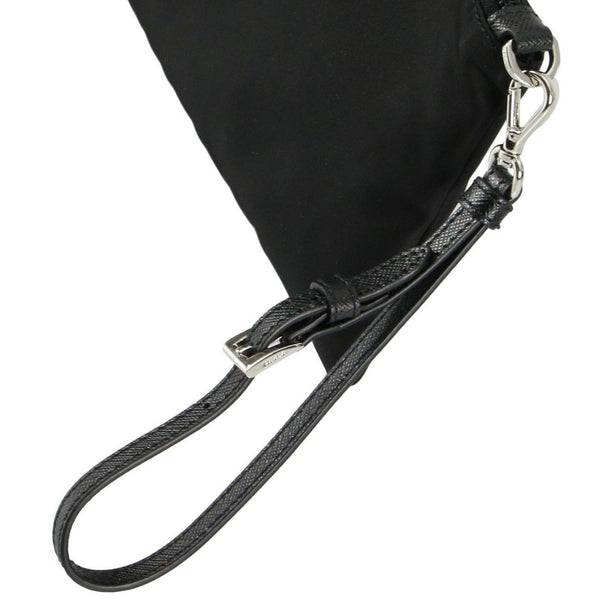 Prada Tessuto Nylon Black Triangle Logo Wristlet Clutch Pouch Bag in Black, authentic new handbag, image 4