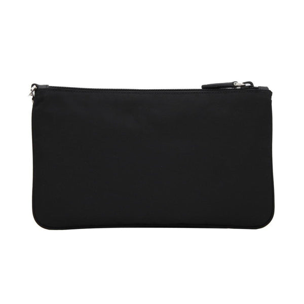 Prada Tessuto Nylon Black Triangle Logo Wristlet Clutch Pouch Bag in Black, authentic new handbag, image 3