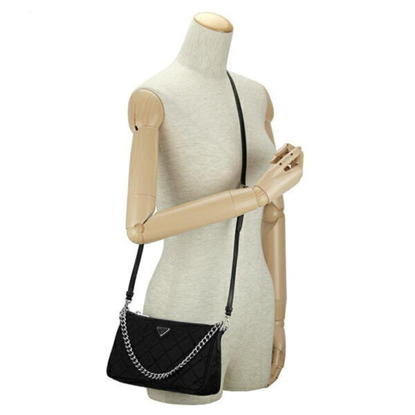 Prada Black Tessuto Nylon Quilted Chain Crossbody Bag — photo 8