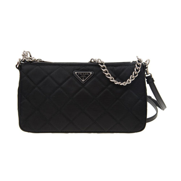 Prada Black Tessuto Nylon Quilted Chain Crossbody Bag — photo 2