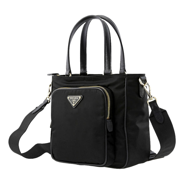 Prada Black Tessuto Nylon and Saffiano Leather Crossbody Satchel in Black, authentic new handbag, image 4