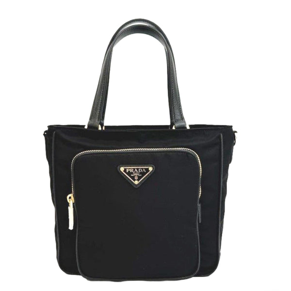 Prada Black Tessuto Nylon and Saffiano Leather Crossbody Satchel in Black, authentic new handbag, image 2