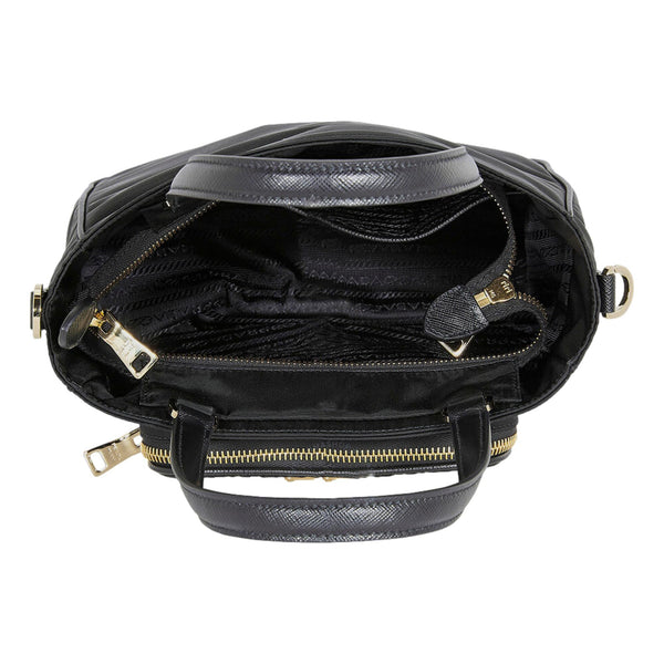 Prada Black Tessuto Nylon and Saffiano Leather Crossbody Satchel in Black, authentic new handbag, image 6