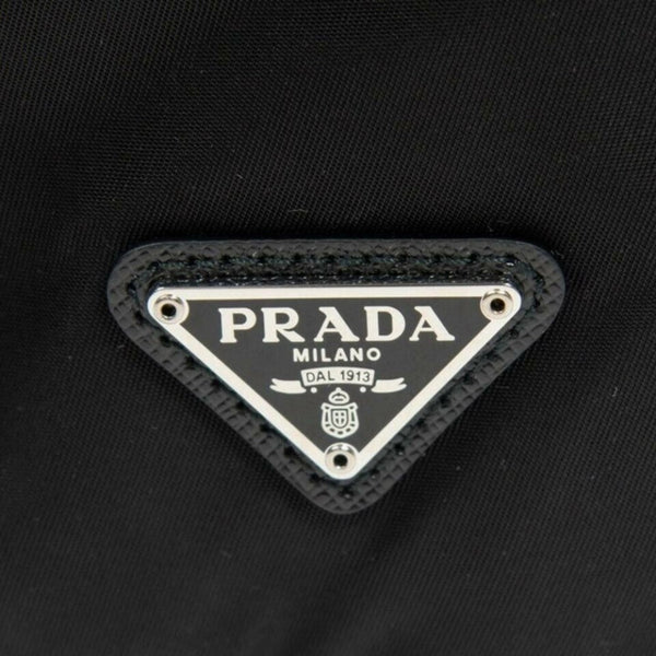 Prada Black Tessuto Nylon Triangle Logo Drawstring Bucket Bag in Black, authentic new handbag, image 8