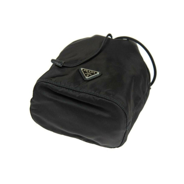 Prada Black Tessuto Nylon Triangle Logo Drawstring Bucket Bag in Black, authentic new handbag, image 7