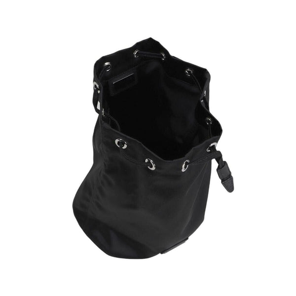 Prada Black Tessuto Nylon Triangle Logo Drawstring Bucket Bag in Black, authentic new handbag, image 6