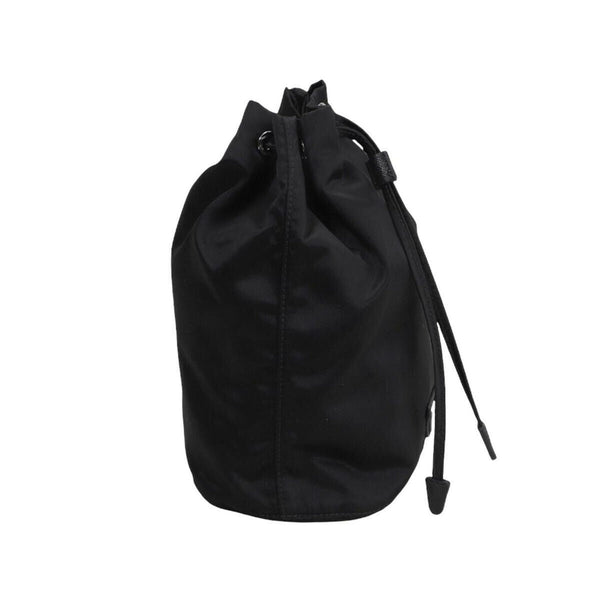 Prada Black Tessuto Nylon Triangle Logo Drawstring Bucket Bag in Black, authentic new handbag, image 4