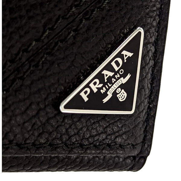 Prada Black Vitello Grain Leather Card Bifold Wallet in Black, authentic new wallet, image 5