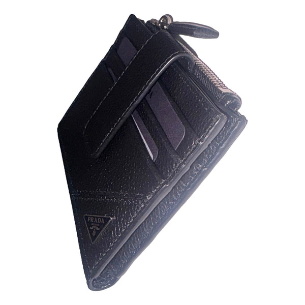 Prada Black Vitello Grain Leather Card Case Bifold Wallet with Zipper Coin Pouch in Black, authentic new wallet, image 4