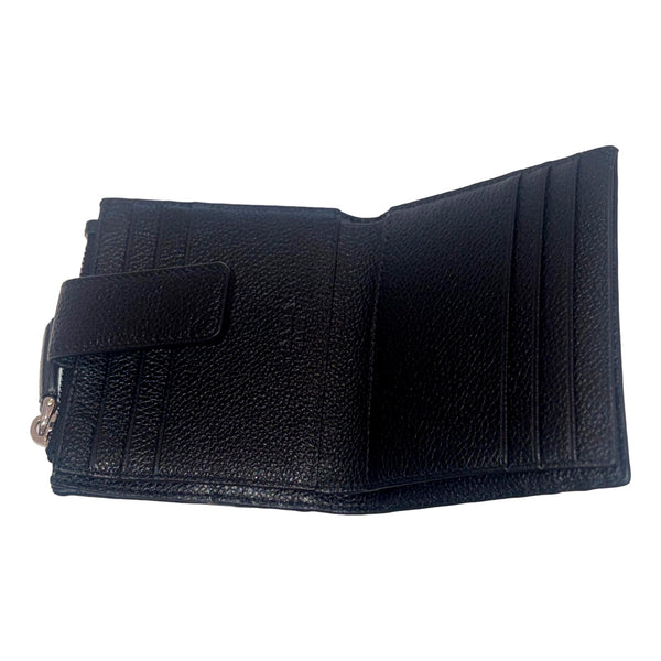 Prada Black Vitello Grain Leather Card Case Bifold Wallet with Zipper Coin Pouch in Black, authentic new wallet, image 5