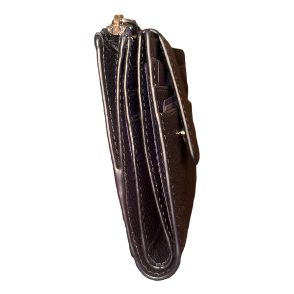 Prada Black Vitello Grain Leather Card Case Bifold Wallet with Zipper Coin Pouch in Black, authentic new wallet, image 3