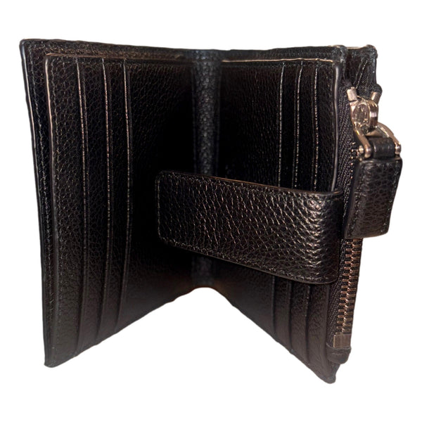 Prada Black Vitello Grain Leather Card Case Bifold Wallet with Zipper Coin Pouch in Black, authentic new wallet, image 7