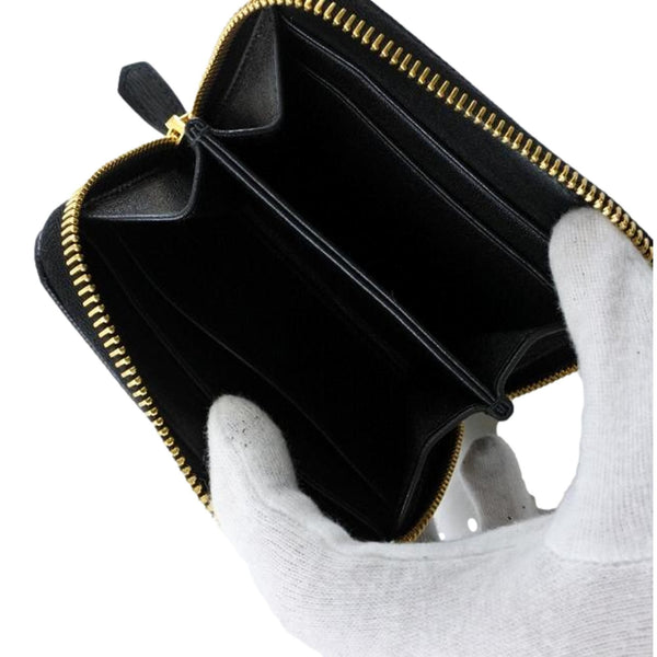 Prada Black Vitello Move Leather Gold Zip Coin Purse Wallet in Black, authentic new wallet, image 4