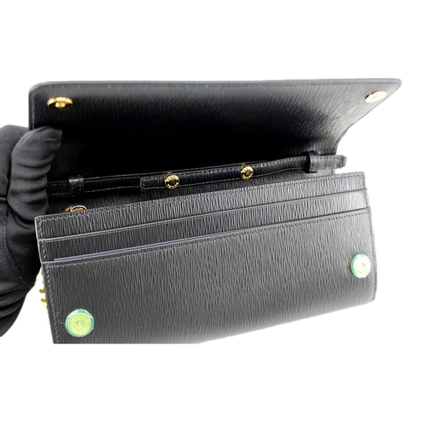 Prada Black Vitello Move Leather Chain Crossbody Wallet Clutch in Black, authentic new handbag, image 5