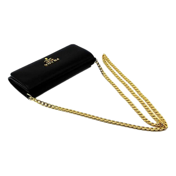 Prada Black Vitello Move Leather Chain Crossbody Wallet Clutch in Black, authentic new handbag, image 6