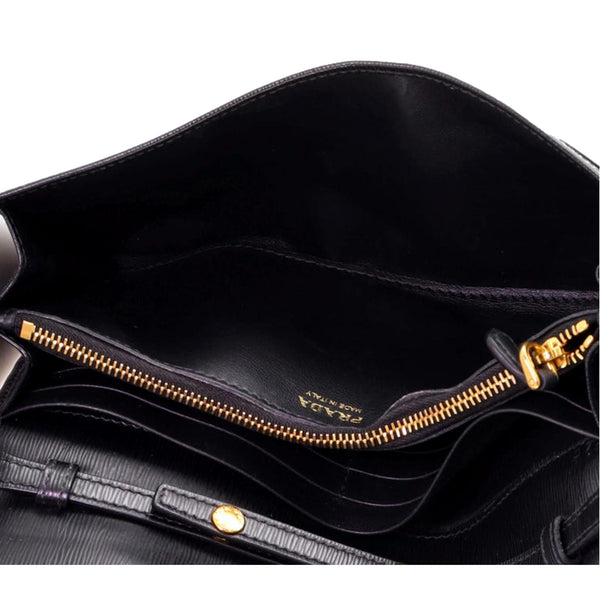 Prada Black Vitello Move Leather Chain Crossbody Wallet Clutch in Black, authentic new handbag, image 4