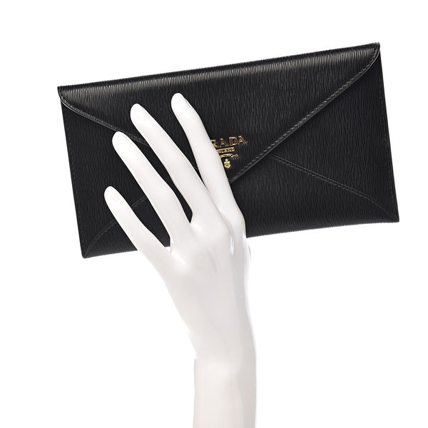 Prada Black Vitello Move Leather Long Envelope Wallet in Black, authentic new wallet, image 8