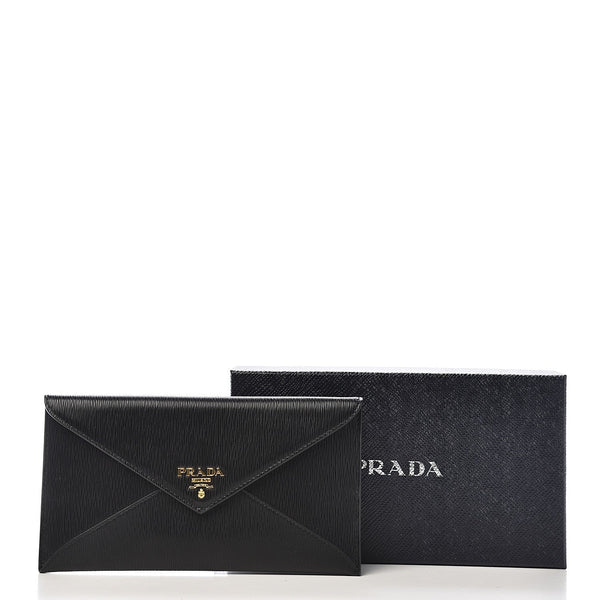 Prada Black Vitello Move Leather Long Envelope Wallet in Black, authentic new wallet, image 2