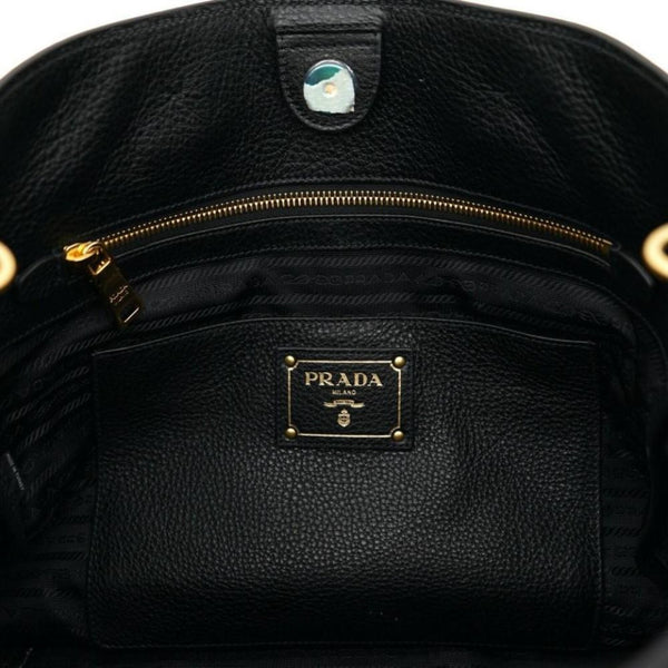 Prada Black Vitello Phenix Leather Shopping Tote Bag in Black, authentic new handbag, image 12